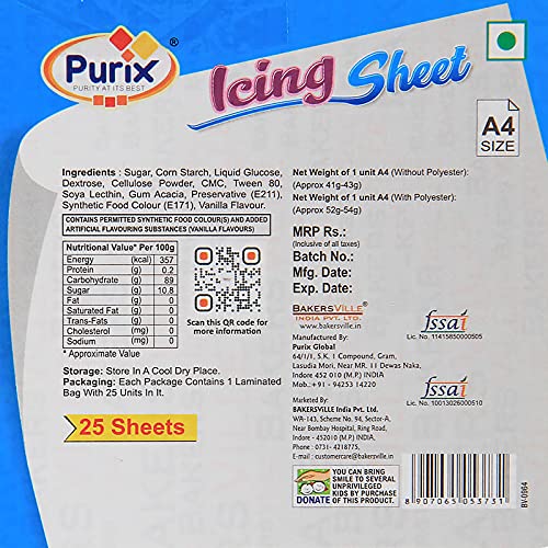 Purix Icing Sugar Sheet 25pcs